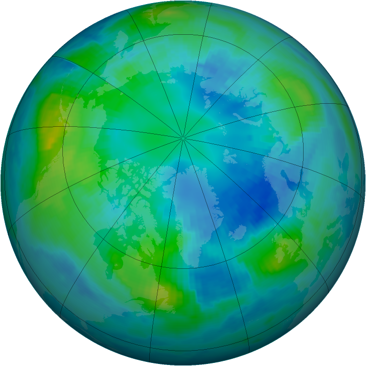 Arctic ozone map for 16 October 1996